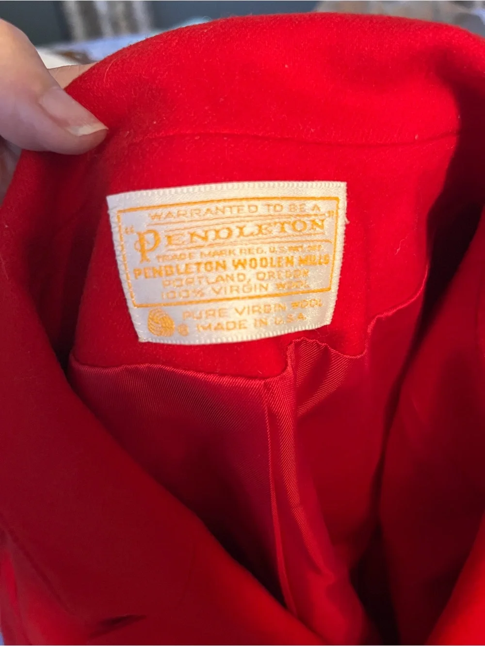 Pendleton Red Women's Blazer Jacket, 100% wool, size large.